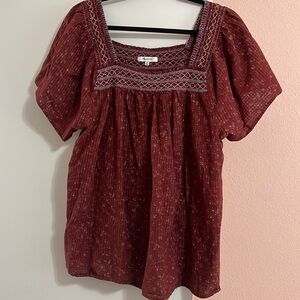 Madewell square neck floral print top, size 1X, EUC
